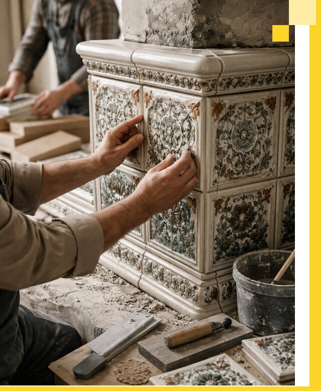 Изразцовые камины под ключ в Новокубанске: проект и монтаж