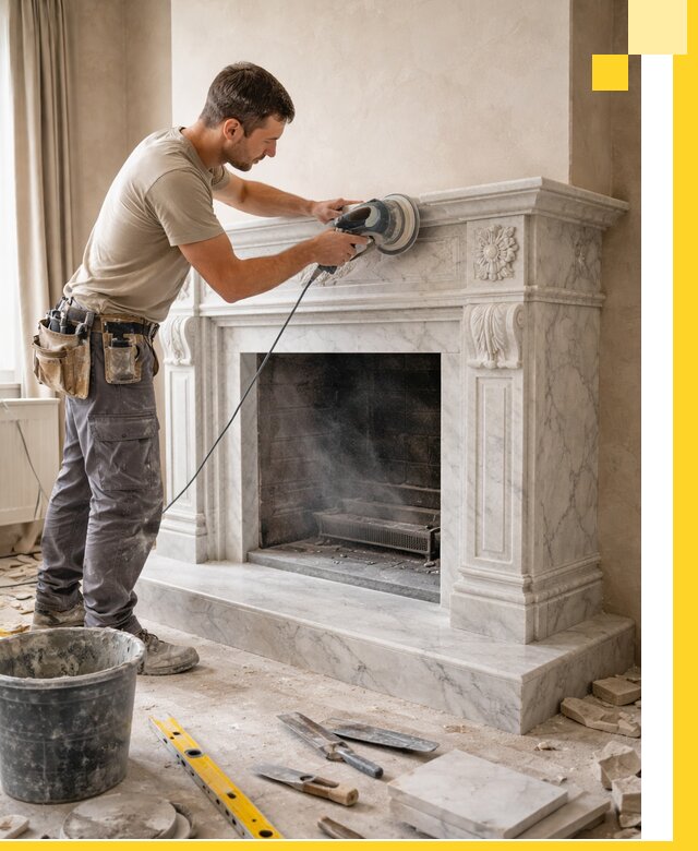 Изготовление и установка мраморных каминов в Новокубанске под ключ