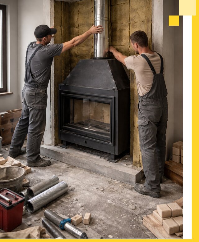 Изготовление и монтаж закрытых каминов в Новокубанске под ключ