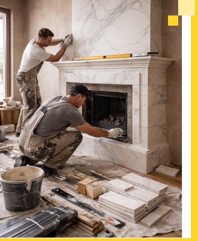 Отделка каминов в Новокубанске качественные облицовочные работы