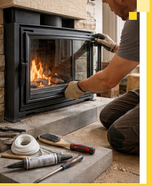 Производство, монтаж и доставка каминов со стеклом в Новокубанске