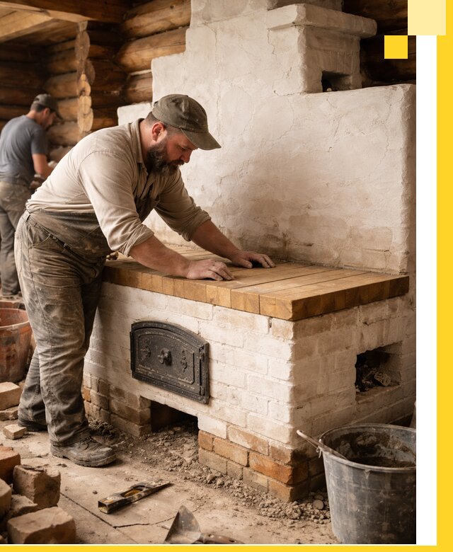 Проектирование и установка русской печи с лежанкой в Новокубанске