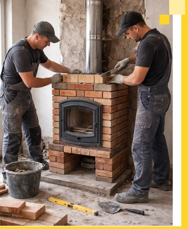 Монтаж печи камина под ключ в Новокубанске с гарантией и пусконаладкой