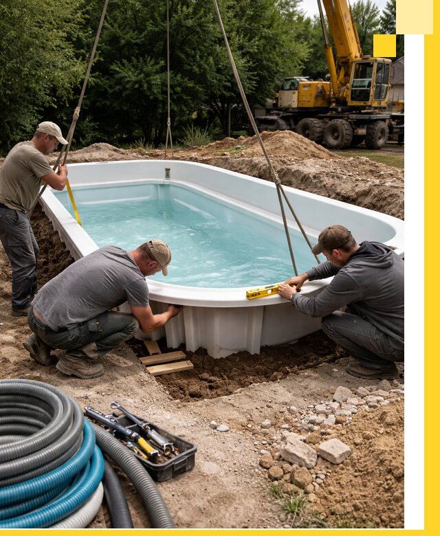 Установка и монтаж композитных бассейнов под ключ в Новокубанске