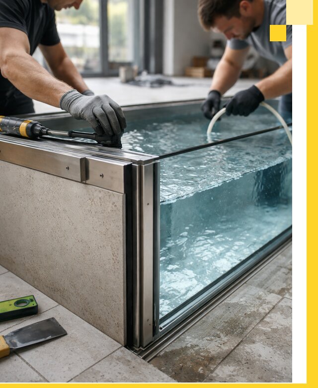 Проектирование и монтаж стеклянных бассейнов в Новокубанске