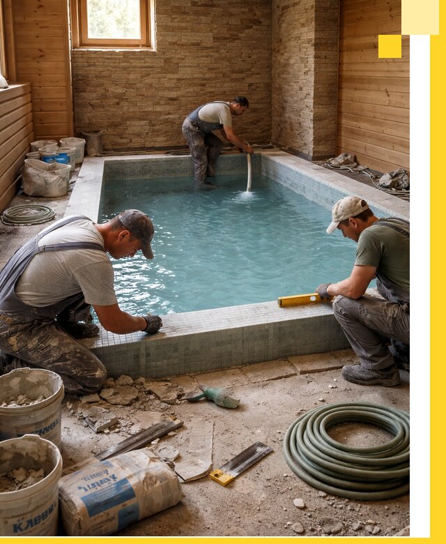 Проектирование и строительство бассейнов для бани в Новокубанске