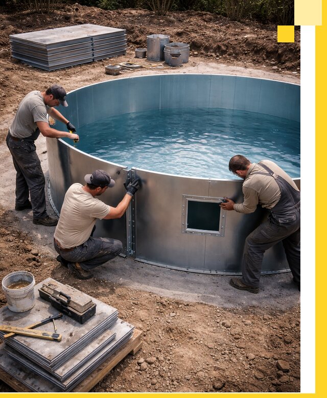 Круглые бассейны под ключ в Новокубанске проектирование и монтаж