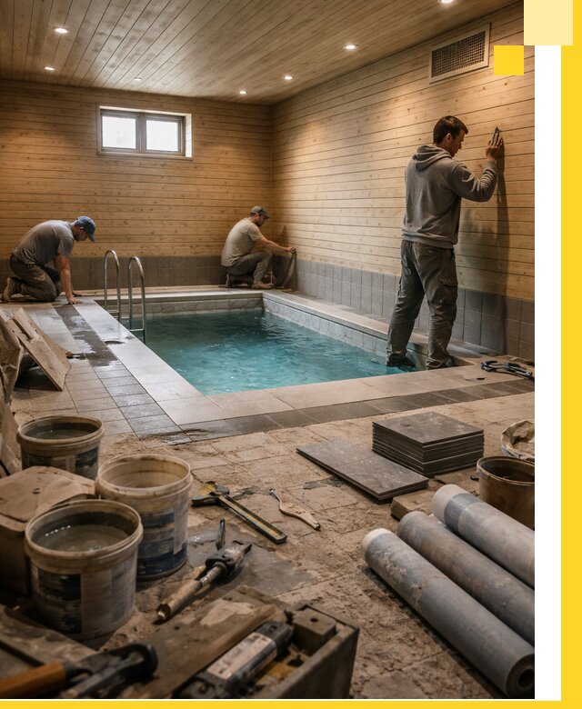 Строительство бани с бассейном и сауной под ключ в Новокубанске