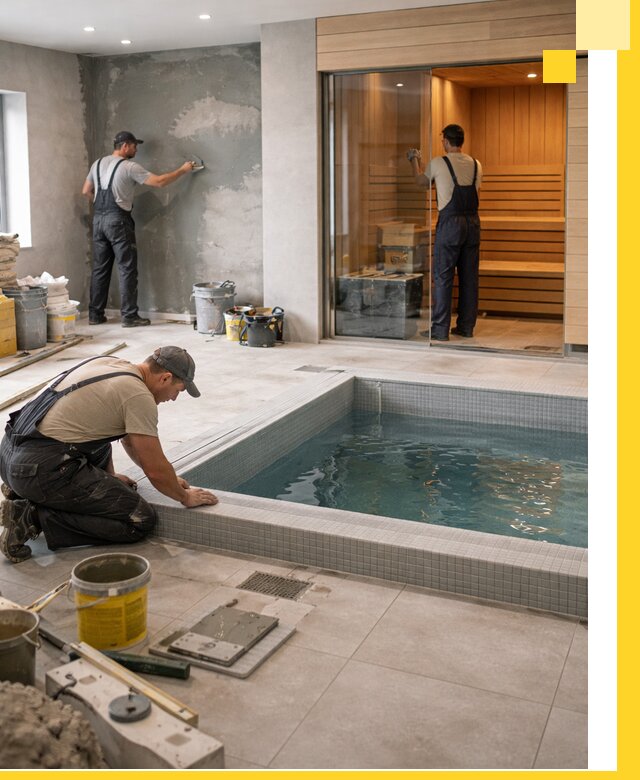 Проектирование и строительство сауны с бассейном в Новокубанске