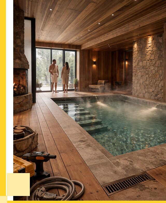 Проекты бань с бассейном под ключ в Новокубанске от 77985 р., ЭриданНкб