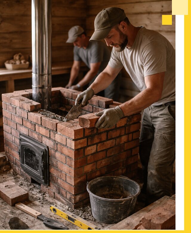 Кирпичные печи для бани под ключ в Новокубанске, проект и монтаж