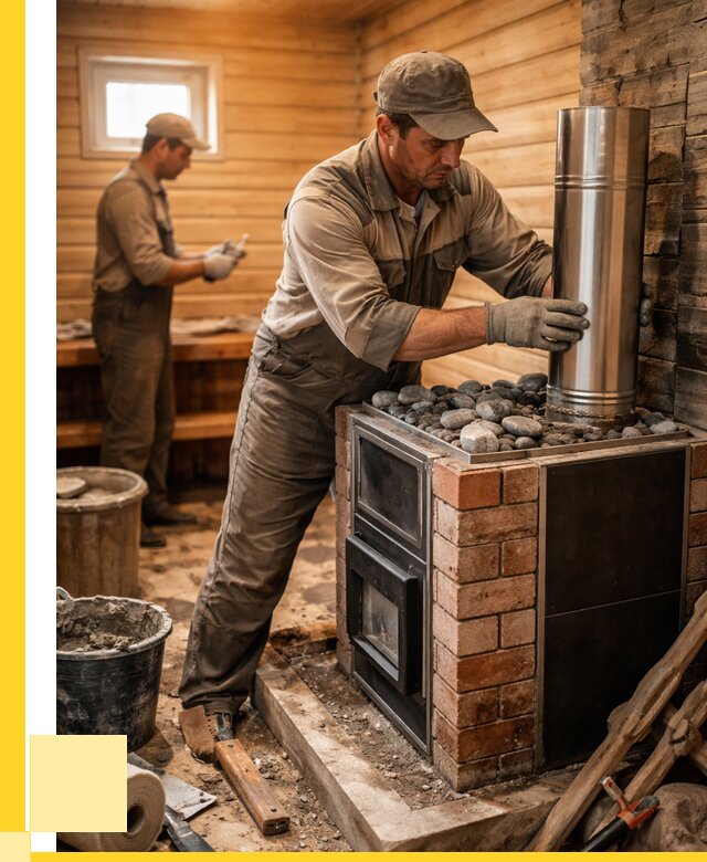 Монтаж печи в бане под ключ в Новокубанске от 20796 р. | ЭриданНкб