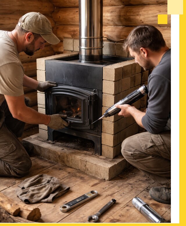 Монтаж и установка печи в бане под ключ с гарантией в Новокубанске