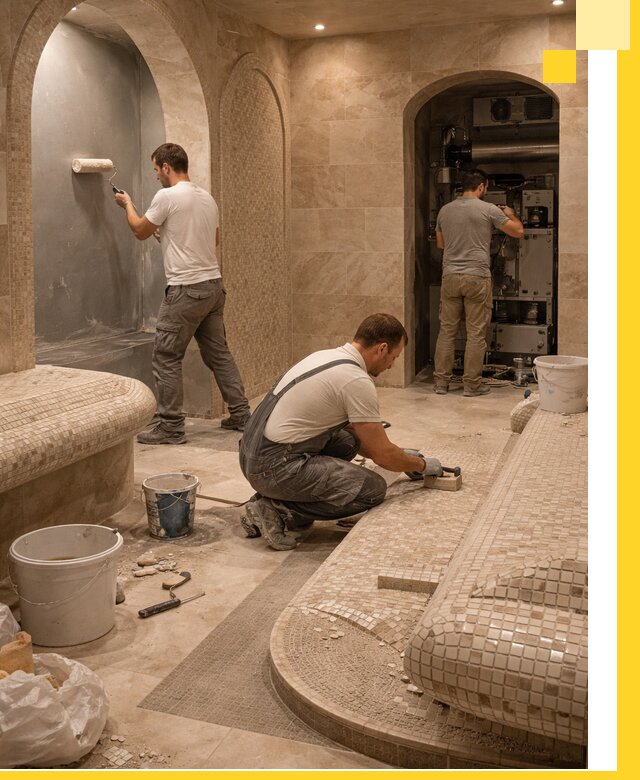 Строительство бани с хамамом и бассейном под ключ в Новокубанске