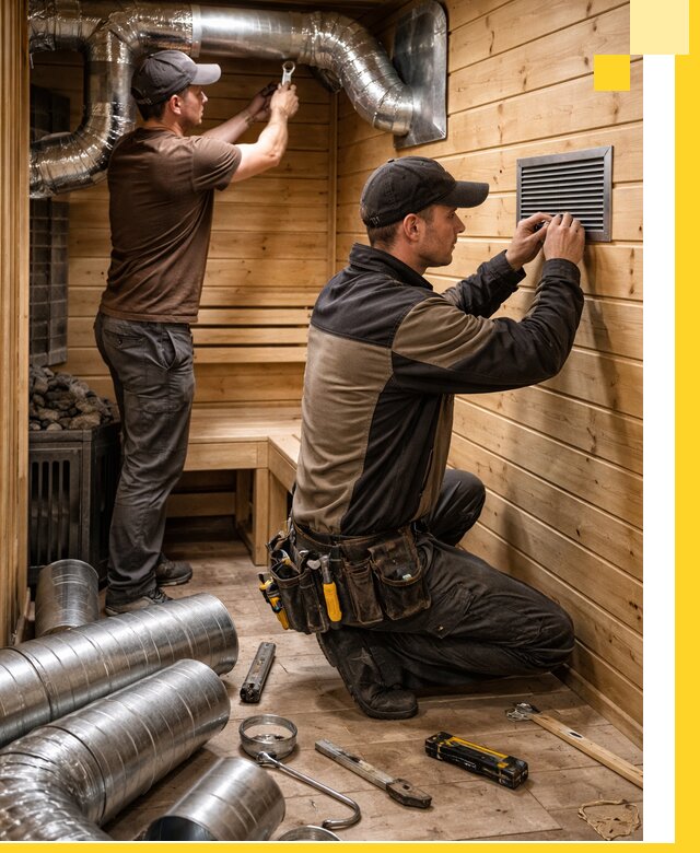 Проектирование и монтаж вентиляции бани в Новокубанске под ключ