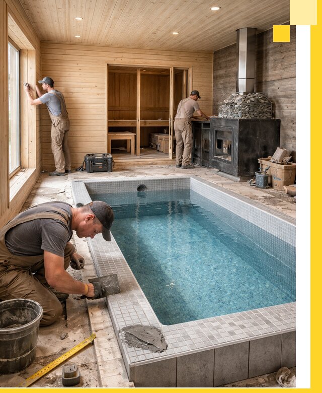 Проект бани с бассейном и сауной в Новокубанске под ключ