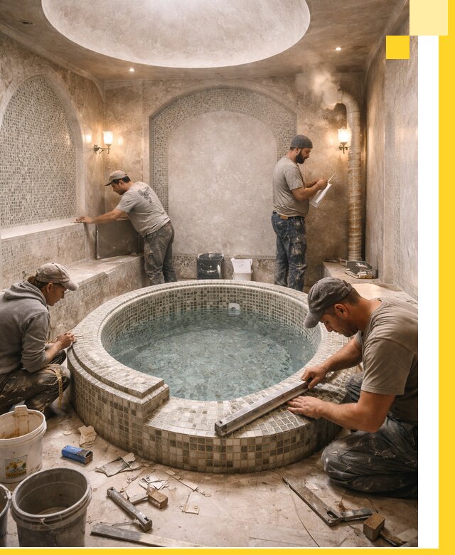 Профессиональное строительство хамама с бассейном в Новокубанске под ключ