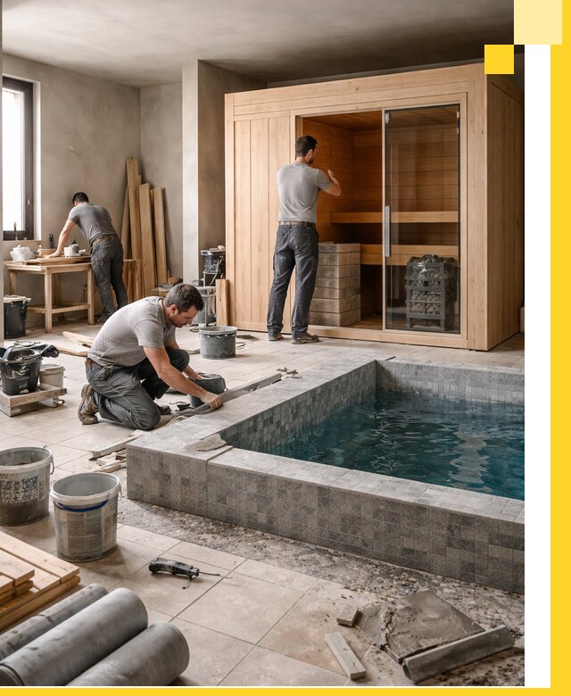 SPA зоны под ключ с бассейном сауной и печью в Новокубанске